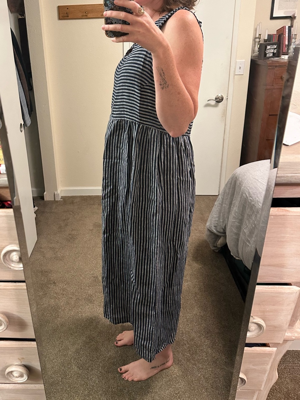 Pyne & Smith Navy and White Striped Linen Maxi Dress No. 21 - Picture 7 of 8